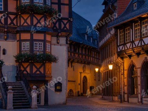 Preview: Old narrow alleys in the old town in Wernigerode, Central Germany