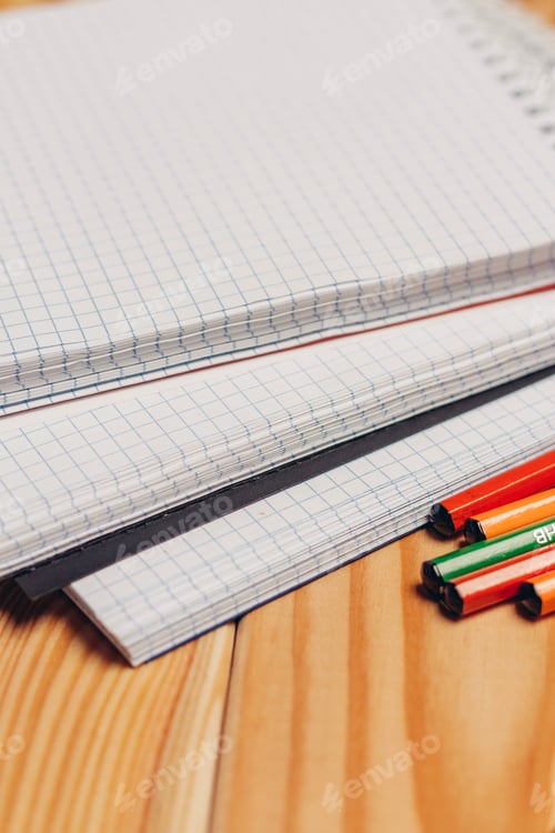 Preview: notepads colorful pencils office school items paper work