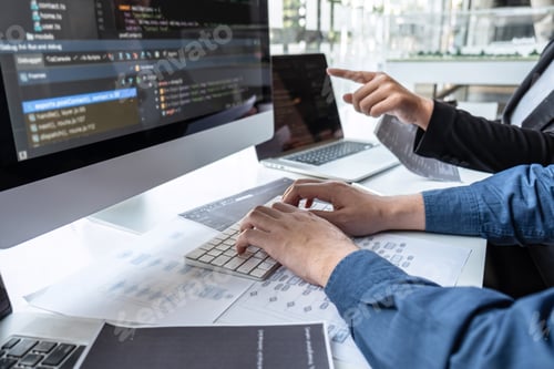 Preview: Professional Team of programmer working on project in software development computer in IT company