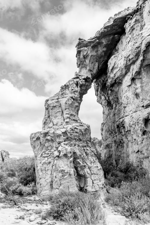Preview: Rock arch at the Stadsaal Caves. Monochrome