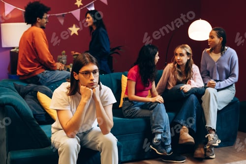 Preview: Introverted young man feeling excluded at a social gathering