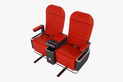 Visualização: Assentos de avião de luxo - couro vermelho, primeira classe