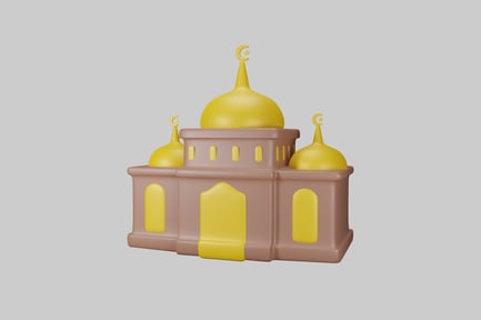 Preview: Cartoon Mosque with Crescent Moon