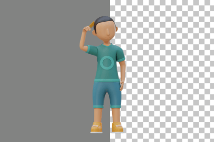 Preview: Little Kid Combing Hair with Hair Brush 3D Illustration