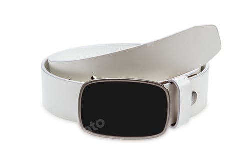 Preview: Leather white belt with black buckle