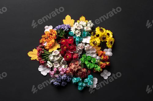 Preview: a creative flowers layout on the colorful background, natural design concept