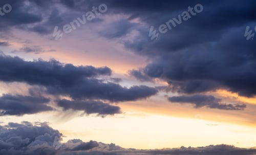 Preview: View of Cloudscape during a colorful sunset or sunrise.