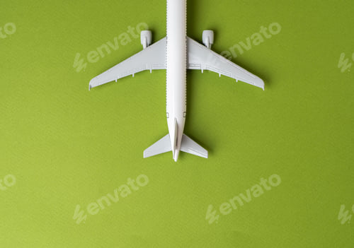Preview: Airplane top view of the tail. Arrival and departure. Business and tourism.