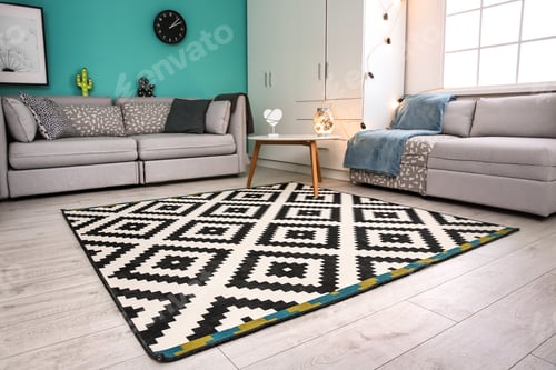 Preview: Modern living room interior with stylish sofas and carpet