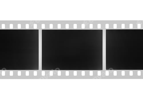 Preview: Black and white film negative with empty frames for copy space isolated on a white.