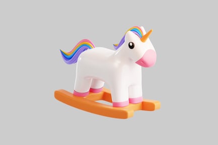 Preview: White and pink rocking unicorn figurine