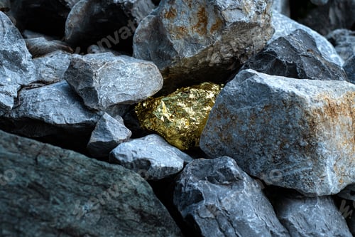 Preview: Gold nugget and grey granite stone