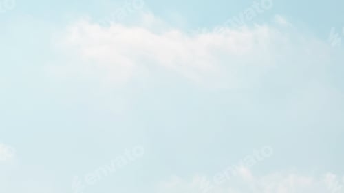 Preview: Blue pastel sky with white fluffy cloud. Soft, smooth and blurry cloudscape background.