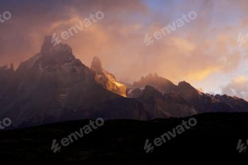 Preview: Beautiful shot of the mountains under the clear sky in Torres del Paine National park, Chile