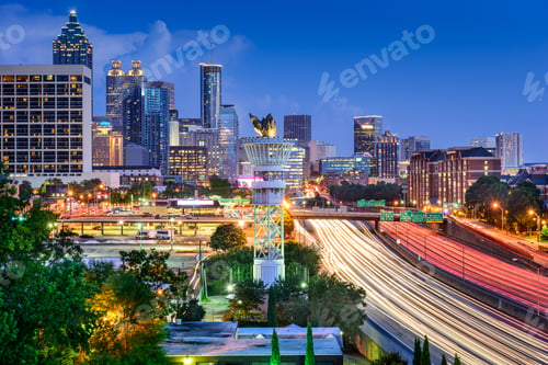 Preview: Atlanta, Georgia, Usa Downtown Skyline Over Interstate 85.