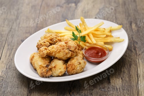 Preview: Crispy Fried Chicken and Fries with Dipping Sauce