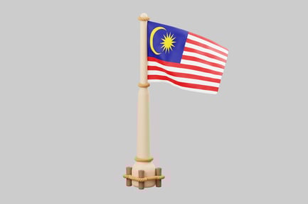 Preview: Malaysian flag on a flagpole.
