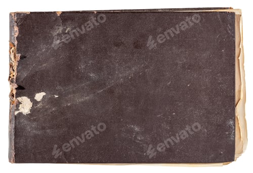 Preview: Old grunge notebook in brown leather cover isolated element