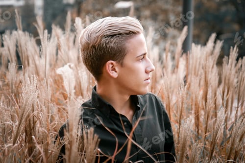 Preview: Handsome blonde man in the nature