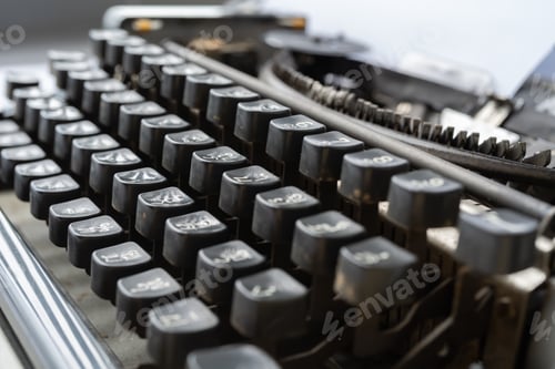Preview: Old Thai traditional typewriter. Classic vintage antique manual typing machine isolated