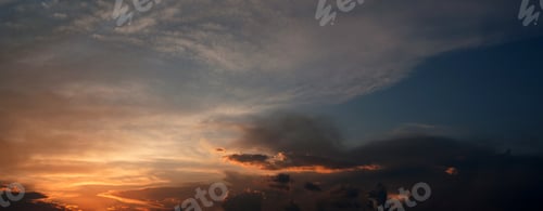 Preview: beautiful sky in sunset light, purple crimson dark sky in the evening