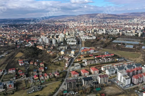 Preview: Aerial view of Cluj Napoca suburban part of the city, Romania, Europe