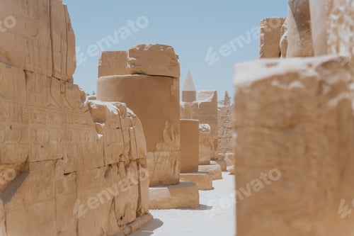 Preview: Karnak temple ruins showing ancient egyptian hieroglyphs and columns