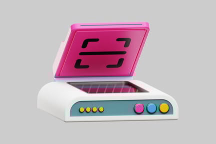 Preview: Scanner with pink screen and blue accents.
