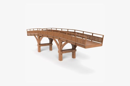 Preview: Plank Wood Road Bridge with Railing