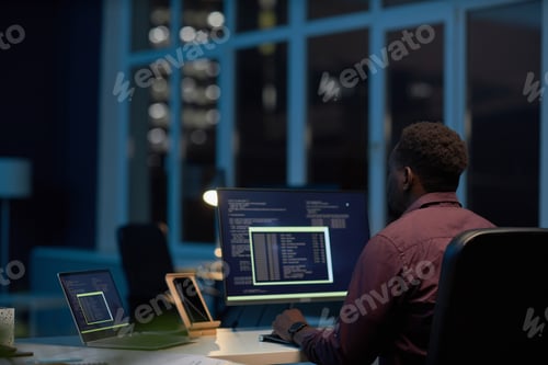 Preview: Programmer working with codes on computer