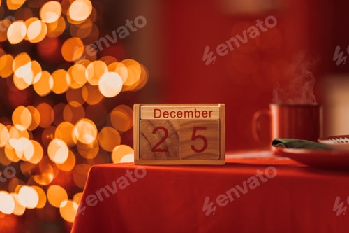 Visualização: calendário com data de natal 25 de dezembro em um ambiente festivo