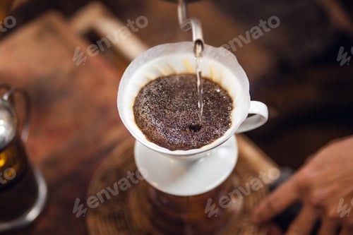 Preview: Closeup of hands barista make coffee