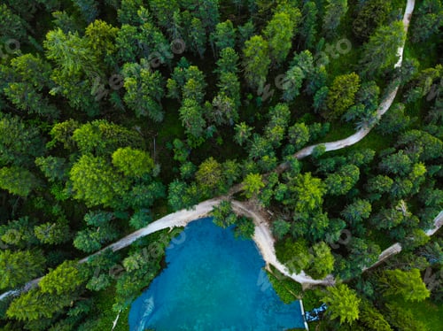 Preview: Aerial of a lake in the forest
