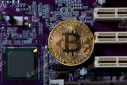 Preview: Gold Bitcoin electronic computer processor board