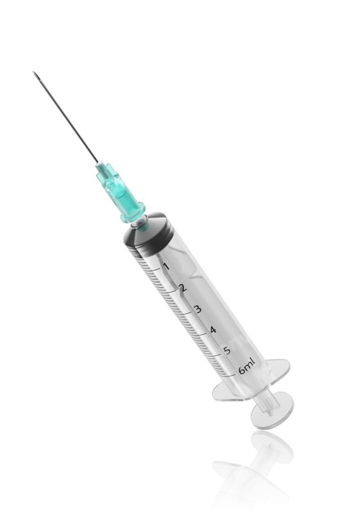 Preview: Medical syringe isolated in white background. 3D rendering rendering.