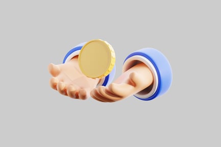 Preview: Cartoon hand holding coin