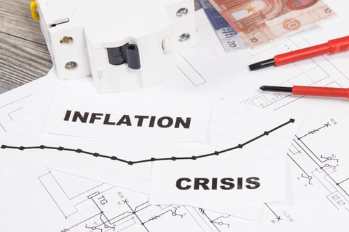 Preview: Electrical components, work tools, electric construction diagrams of house, currencies Euro