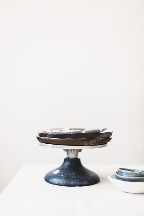 Preview: Close up handmade stand at pottery studio isolated