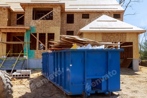 Preview: Truck loading a full recycling container trash dumpsters being full with garbage container trash