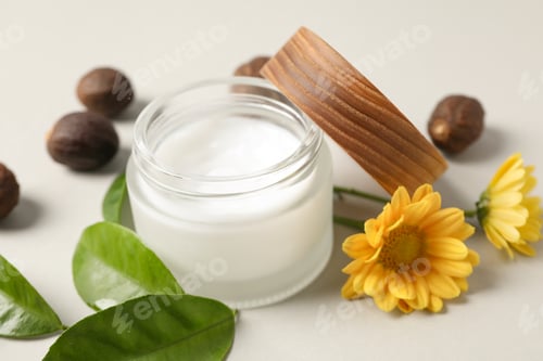Preview: Concept of skin care cosmetics, Shea butter, close up