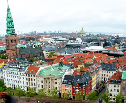 Preview: Aerial view of vibrant Copenhagen, Denmark cityscape.