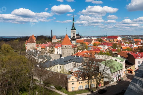 Preview: top view of the old town in Tallinn. Estonia
