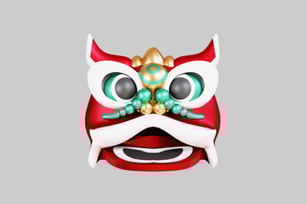 Preview: Chinese mask with horns and protruding tongue