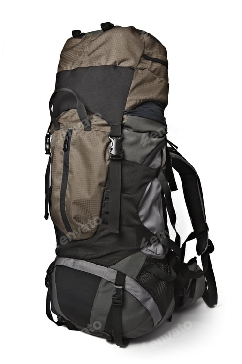 Preview: Tan and Black Backpack on White Background
