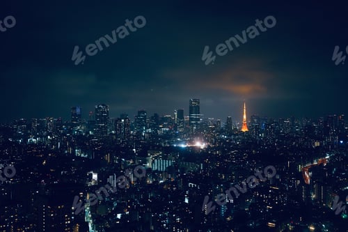Preview: Tokyo tower and city skyline at night