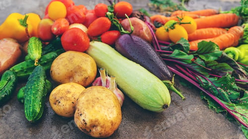 Preview: Harvest vegetables in the garden. Selective focus.