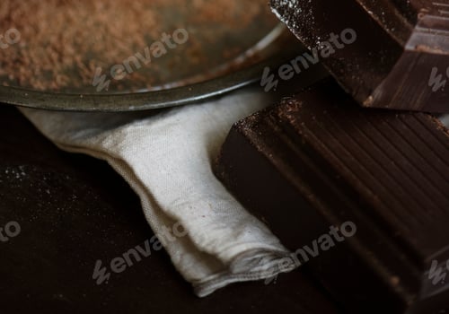 Preview: Closeup of dark chocolate bars