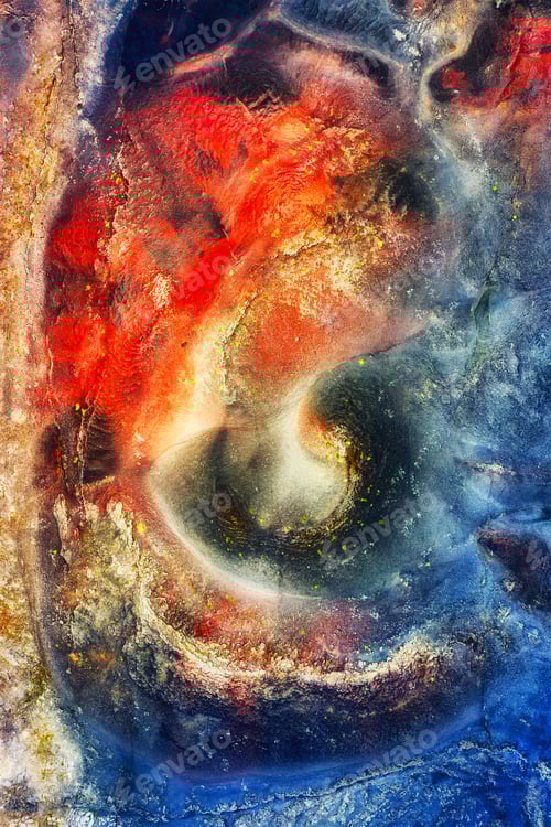 Preview: Aerial view on Iceland. Aerial landscape above geysers valley. Icelandic landscape from air.