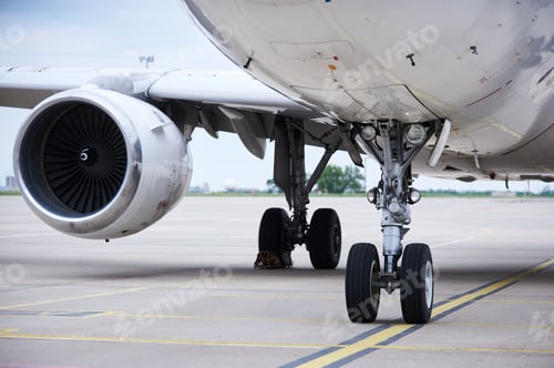 Preview: passenger airplane front view closeup
