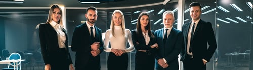 Preview: The team of business people standing in the office.